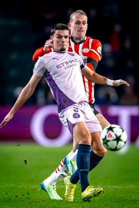 PSV Eindhoven defender Rick Karsdorp , Girona FC defender Miguel Gutierrez, during the match PSV Girona at the Philips stadium for the UEFA Champions League phase Matchday 4 season 2024 2025 in EINDHOVEN, Netherlands on 5 november 2024, photo by Marcel van Dorst EYE4images DeFodi Images not used in POL SRB CRO FRA GBR NED ITA USA Defodi 746 198101 Defodi-746 not used in POL SRB CRO FRA GBR NED ITA USA