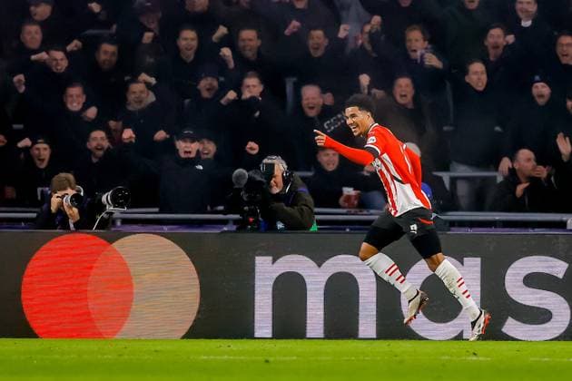 EINDHOVEN, 05-11-2024, Philips stadium. Dutch football. Champions League, season 2024 2025. Player PSV Malik Tillman celebrates after scoring 2-0 PSV - Girona  x26675969x Copyright: