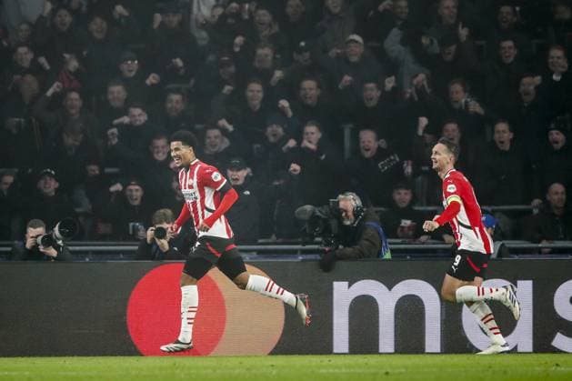 EINDHOVEN - Malik Tillman of PSV Eindhoven celebrates the 2-0 during the UEFA Champions league match between PSV Eindhoven and Girona FC at Phillips Stadium on Nov. 5, 2024 in Eindhoven, Netherlands. ANP Hollandse Hoogte BART STOUTJESDIJK UEFA Champions League 2024 25 League Phase MD4 2024 25 xVIxANPxSportx xBartxStoutjesdijkxIVx 512763791 originalFilename: 512763791.jpg