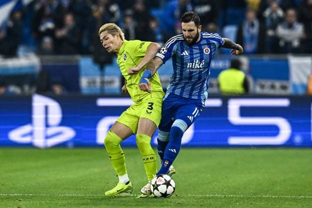 SK Slovan Bratislava v GNK Dinamo - UEFA Champions League 2024 25 League Phase MD4 Takuya Ogiwara of Dinamo Zagreb and Tigran Barseghyan of Slovan Bratislava in action during the UEFA Champions League 2024 25 League Phase MD4 match between SK Slovan Bratislava and GNK Dinamo at National football stadium on November 5, 2024 in Bratislava, Slovakia.  MarkoxLukunic PIXSELL