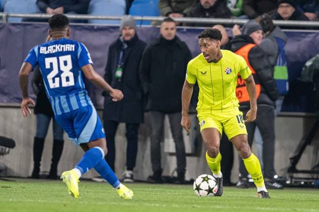 Ronael Pierre-Gabriel with the ball during UEFA Champions league match, SK Slovan Bratislava - GNK Dinamo Zagreb , 05. november 2024, Tehelne pole Stadium, Bratislava, Slovakia Copyright: xMICHALxFAJT,ZOSPORTU.SKx DSC_4854