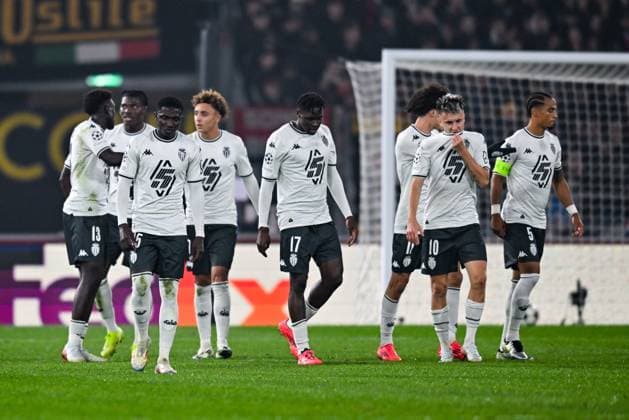 AS Monaco FC celebrates after scoring a goal disallowed during Bologna FC vs AS Monaco, UEFA Champions League football match in Bologna, Italy, November 05 2024  Copyright: xAlessioxMarini IPAxSportx xipa-ax xx IPA_51297557 IPA_Agency_IPA51297557