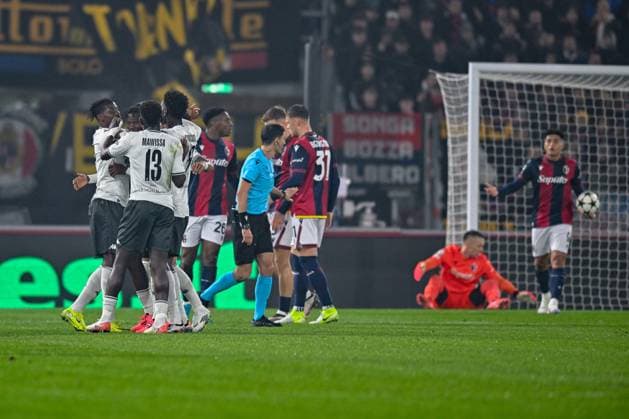 AS Monaco FC celebrates after scoring a goal disallowed during Bologna FC vs AS Monaco, UEFA Champions League football match in Bologna, Italy, November 05 2024  Copyright: xAlessioxMarini IPAxSportx xipa-ax xx IPA_51297558 IPA_Agency_IPA51297558