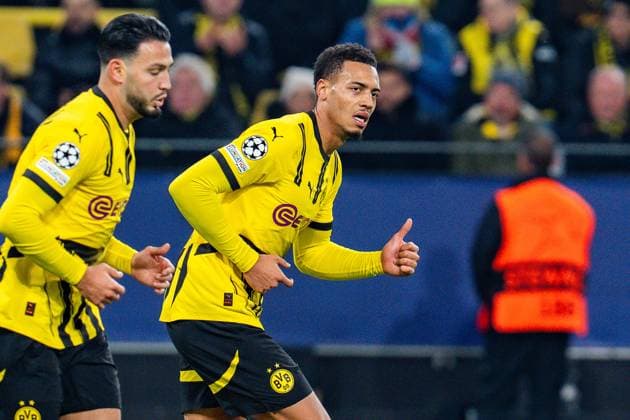 05 11 2024, Borussia Dortmund vs Sturm Graz, UEFA Champions League, Matchday 4 Felix Nmecha Borussia Dortmund, 8 Ramy Bensebaini Borussia Dortmund, 5 Copyright: xBahhoxKarax