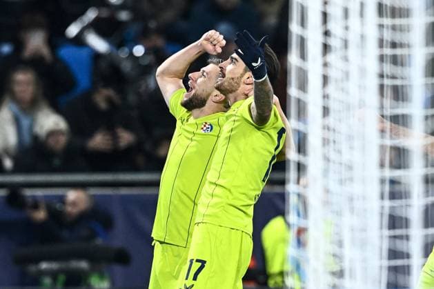 SK Slovan Bratislava v GNK Dinamo - UEFA Champions League 2024 25 League Phase MD4 Sandro Kulenovic and Stefan Ristovski of Dinamo Zagreb celebrates team s fourth goal during the UEFA Champions League 2024 25 League Phase MD4 match between SK Slovan Bratislava and GNK Dinamo at National football stadium on November 5, 2024 in Bratislava, Slovakia.  MarkoxLukunic PIXSELL