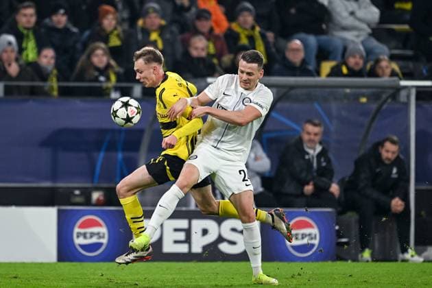 05 11 2024, Football, Champions League, Matchday 4, Season 2024 2025, Borussia Dortmund Sturm Graz, Maximilian Beier Borussia Dortmund , Dimitri LavalÃ e Sturm Graz xRHR PHOTO TKx Copyright: RHR-FOTOx RHR-FOTO TK