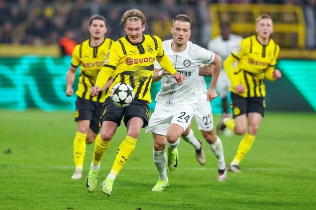 05 11 2024, Football, UEFA Champions League, Borussia Dortmund SK Sturm Graz, Matchday 4, Signal Iduna Park, Season 2024 2025 Julian Brandt BVB 10 vs Dimitri Lavalee Graz 24 North Rhine-Westphalia Germany