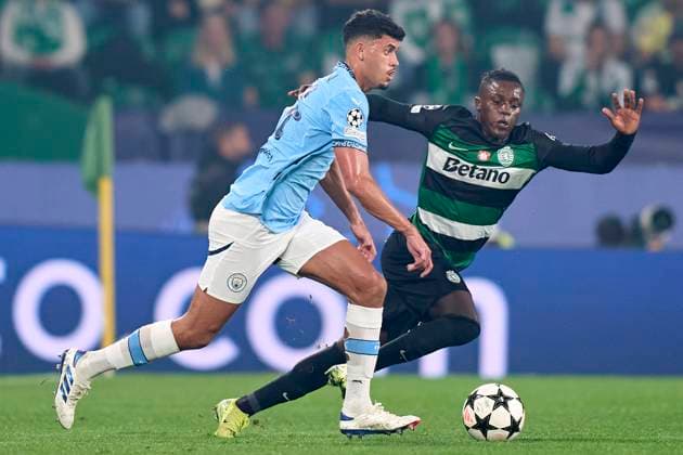 Sporting Clube de Portugal v Manchester City - UEFA Champions League 2024 25 League Phase MD4 Matheus Nunes of Manchester City is challenged by Geovany Quenda of Sporting CP during the UEFA Champions League match between Sporting CP and Manchester City at Jose Alvalade Stadium in Lisbon, Portugal, on November 5, 2024. Lisbon, Portugal Lisbon Portugal  Copyright: xJosexManuelxAlvarezxReyx originalFilename:alvarezrey-notitle241105_nptR1.jpg