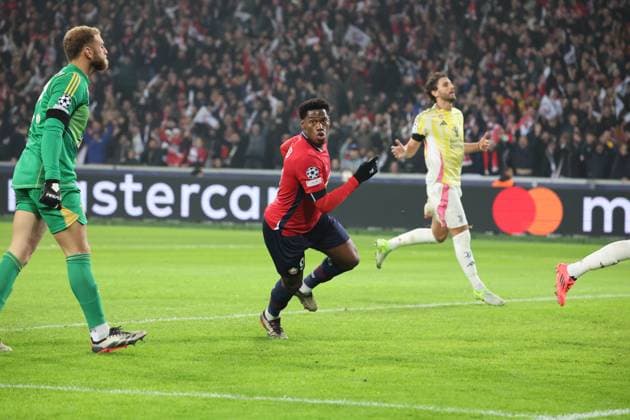 But de Jonathan DAVID (LOSC Lille) lors du match LOSC Lille vs Juventus FC, Ligue des Champions, Decathlon Arena stade Pierre Mauroy Villeneuve d Ascq, le 5 novembre 2024 - photo Laurent Sanson Panoramic FOOTBALL : LOSC Lille vs Juventus FC - Ligue des Champions - 05 11 2024 LaurentSanson Panoramic