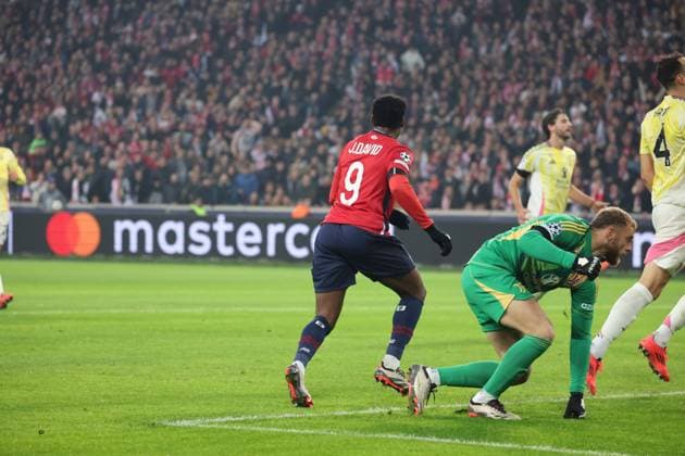 But de Jonathan DAVID (LOSC Lille) lors du match LOSC Lille vs Juventus FC, Ligue des Champions, Decathlon Arena stade Pierre Mauroy Villeneuve d Ascq, le 5 novembre 2024 - photo Laurent Sanson Panoramic FOOTBALL : LOSC Lille vs Juventus FC - Ligue des Champions - 05 11 2024 LaurentSanson Panoramic