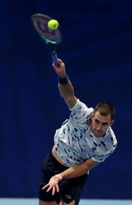 05.11.2024 Beograd(Srbija) ATP, Tennis Herren Serbia Open Series singlovi-pojedinicno muski tenis Laslzo Györe Szerbiai-Magyar hivatasos teniszezo Laslo Djere Srbija servis :