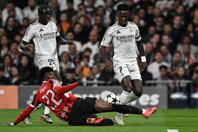 Db Madrid 05 11 2024 - Champions League Real Madrid-Milan foto Daniele Buffa Image nella foto: Emerson Royal-Vinicius Junior 