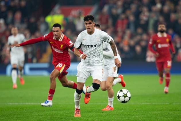 Liverpool v Bayer Leverkusen Champions League 05 11 2024. Bayer Leverkusen defender Piero HincapiÃ (3) during the Champions League match between Liverpool and Bayer Leverkusen at Anfield, Liverpool, England on 5 November 2024. Editorial use only , Copyright: xIanxStephenx PSI-20755-0017