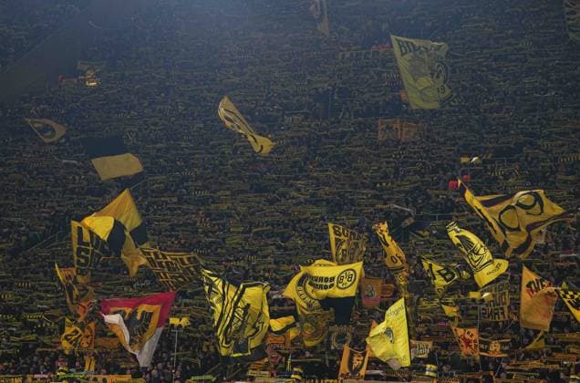 November 05 2024: Borussia Dortmund fans during a Champions League Round 4 game, BvB Dortmund v SK Sturm Graz at Signal Luna Park, Dortmund, Germany. CSM Dortmund Germany - ZUMAc04_ 20241105_zma_c04_012 Copyright: xUlrikxPedersenx