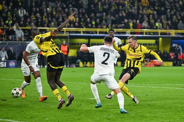 05 11 2024, Football, Champions League, Matchday 4, Season 2024 2025, Borussia Dortmund Sturm Graz, Goal chance Maximilian Beier Borussia Dortmund xRHR PHOTO TKx Copyright: RHR-FOTOx RHR-FOTO TK