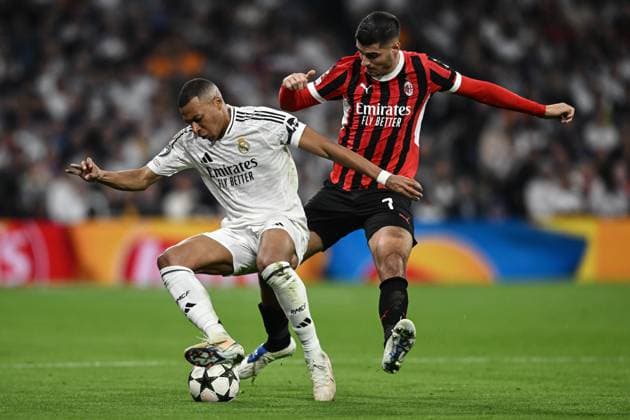 Db Madrid 05 11 2024 - Champions League Real Madrid-Milan foto Daniele Buffa Image nella foto: Kylian Mbappe -Alvaro Morata 