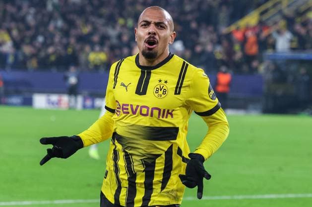 Soccer Champions League matchday 4 Borussia Dortmund Sturm Graz on 05 11 2024 at Signal Iduna Park in Dortmund Goal celebration to 1 0 by Donyell Malen Dortmund xJRx