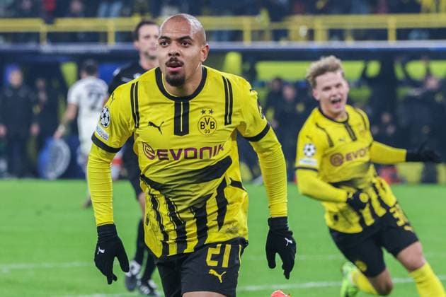 Soccer Champions League matchday 4 Borussia Dortmund Sturm Graz on 05 11 2024 at Signal Iduna Park in Dortmund Goal celebration to 1 0 by Donyell Malen Dortmund xJRx