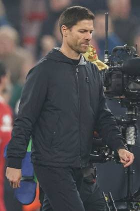 Bayer 04 Leverkusen head coach Xabi Alonso shows a look of dejection at full-time Liverpool v Bayer 04 Leverkusen, UEFA Champions League, Group Stage, Football, Anfield, Liverpool, UK - 05 Nov 2024 EDITORIAL USE ONLY No use with unauthorised audio, video, data, fixture lists, club league logos or live services. Online in-match use limited to 120 images, no video emulation. No use in betting, games or single club league player publications. Copyright: xPaulxCurrie Shutterstockx 14863785ea