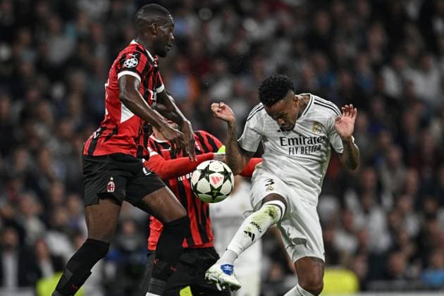 Db Madrid 05 11 2024 - Champions League Real Madrid-Milan foto Daniele Buffa Image nella foto: Youssouf Fofana-Eder Militao 