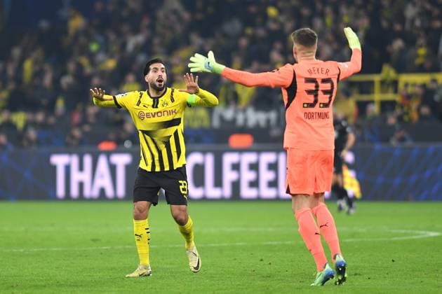 Emre Can Borussia Dortmund and goalkeeper Alexander Meyer Borussia Dortmund celebrate, cheering at the final whistle during the UEFA Champions League 2024 25 League Phase 4 matchday match between Borussia Dortmund and SK Sturm Graz, SIGNAL IDUNA PARK on November 05, 2024 in Dortmund, Germany, Germany Photo by Ralf Treese DeFodi Images Emre Can Borussia Dortmund and goalkeeper Alexander Meyer Borussia Dortmund cheer, jubilation at the final whistle during the UEFA Champions League 2024 25 League Phase MD4 match between Borussia Dortmund and SK Sturm Graz at Signal Iduna Park on November 5, 2024 in Dortmund, Germany not used in POL SRB CRO FRA GBR NED ITA USA Defodi 521 BVBGRA20241105 039 Defodi-521 not used in POL SRB CRO FRA GBR NED ITA USA