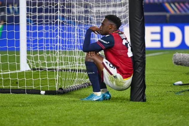 Bologna s Jhon Lucumi shows his disappointment during Bologna FC vs AS Monaco, UEFA Champions League football match in Bologna, Italy, November 05 2024  Copyright: xAlessioxMarini IPAxSportx xipa-ax xx IPA_51301153 IPA_Agency_IPA51301153