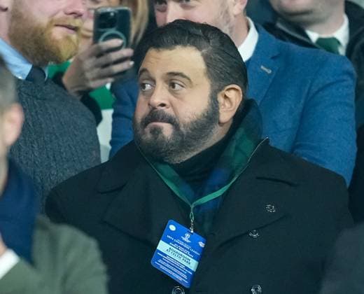 Man vs Food TV star Adam Richman in the Directors Box. Celtic v RB Leipzig, UEFA Champions League, Group Stage, Football, Celtic Park, Glasgow, Scotland, UK - 05 Nov 2024 EDITORIAL USE ONLY No use with unauthorised audio, video, data, fixture lists, club league logos or live services. Online in-match use limited to 120 images, no video emulation. No use in betting, games or single club league player publications. Copyright: xStuartxWallace Shutterstockx 14863772bm