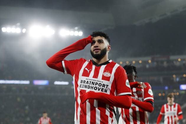 EINDHOVEN - Ismael Saibari of PSV Eindhoven celebrate the later disallowed 3-0 during the UEFA Champions league match between PSV Eindhoven and Girona FC at Phillips Stadium on Nov. 5, 2024 in Eindhoven, Netherlands. ANP Hollandse Hoogte BART STOUTJESDIJK UEFA Champions League 2024 25 League Phase MD4 2024 25 xVIxANPxSportx xBartxStoutjesdijkxIVx 512779440 originalFilename: 512779440.jpg