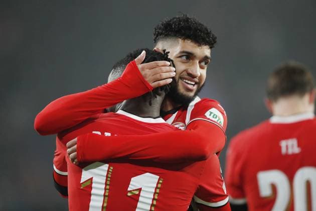 EINDHOVEN - (l-r) Johan Bakayoko of PSV Eindhoven, Ismael Saibari of PSV Eindhoven celebrate 3-0 during the UEFA Champions league match between PSV Eindhoven and Girona FC at Phillips stadium on Nov. 5, 2024 in Eindhoven, Netherlands. ANP Hollandse Hoogte BART STOUTJESDIJK UEFA Champions League 2024 25 League Phase MD4 2024 25 xVIxANPxSportx xBartxStoutjesdijkxIVx 512779494 originalFilename: 512779494.jpg
