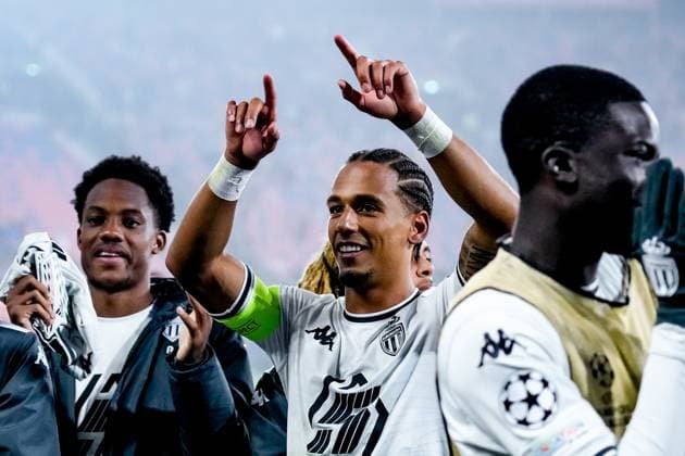 Bologna FC v AS Monaco - UEFA Champions League 2024 25 Thilo Kehrer of AS Monaco celebrates the victory during the UEFA Champions League 2024 25 League Phase MD4 match between Bologna FC and AS Monaco at Stadio Renato Dall™Ara on November 05, 2024 in Bologna, Italy. Bologna Stadio Renato Dall ARA Bologna Italy Copyright: xGiuseppexMaffiax UCL_Bologna-Monaco_051124_DSC3581