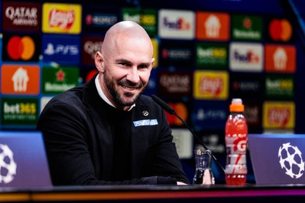 UEFA Champions League Borussia Dortmund SK Sturm Graz 05 11 2024 Christian Ilzer coach SK Sturm Graz during the press conference, smiles UEFA Champions League Borussia Dortmund SK Sturm Graz, Dortmund, SIGNAL IDUNA PARK Copyright: xBEAUTIFULxSPORTS Wunderlx