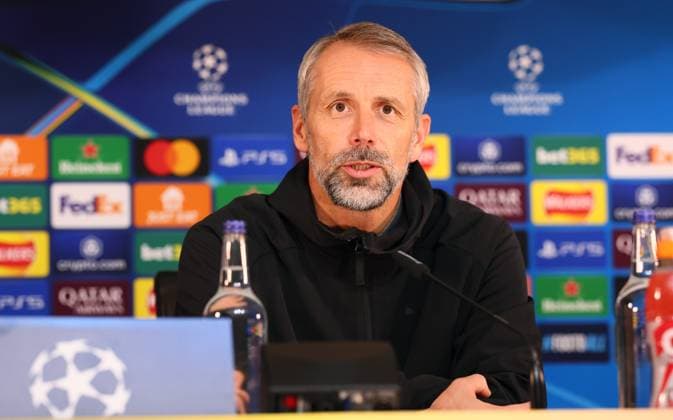 Glasgow, 05 11 2024, Celtic Park, Football, UEFA Champions League, Matchday 4 , Celtic Glasgow vs RB Leipzig 3 1 1 1 , In the picture Coach Marco Rose, RB Leipzig , Only editorial use Photo for editorial use only , UEFA regulations prohibit any use of photographs as image sequences and or quasi video , Picture Point