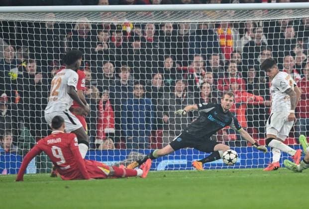 Liverpool v Bayer Leverkusen UEFA Champions League Luis Diaz of Liverpool scores his third goal during the UEFA Champions League match at Anfield, Liverpool UK Newspapers OUT Copyright: xKarlxVallantinex FIL-20882-0033