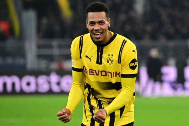 Felix Nmecha 8 Borussia Dortmund cheers, Borussia Dortmund vs SK Sturm Graz, Football, Champions League, Matchday 1 4, 05 11 2024 Dortmund North Rhine-Westphalia Germany Copyright: xkolbert-press MarcxNiemeyerx
