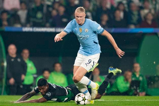 Estadio Jose Alvalade LISBON, PORTUGAL - NOVEMBER 5: Erling Haaland of Manchester City runs with the ball during the UEFA Champions League 2024 25 League Phase MD4 match between Sporting Clube de Portugal and Manchester City at Estadio Jose Alvalade on November 5, 2024 in Lisbon, Portugal. (Pedro Loureiro Sports Press Photo SPP) Copyright: xPedroxLoureiro SportsxPressxPhotox xSPPx spp-en-PeLoPrPh-RC4_PED_Sporting_M.City_05Nov2024_PT029