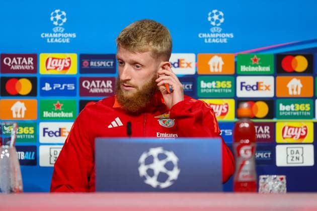 Jan Niklas Beste Benfica Lisbon, SL Benfica, 37 , Ger, International Press Conference, Benfica Lisbon, SL Benfica, Football, UEFA Champions League, Matchday 4, Season 2024 2025, 05 11 2024, Ger, International Press Conference, Benfica Lisbon, SL Benfica, Football, UEFA Champions League, Matchday 4, Season 2024 2025, 05 11 2024 Muenchen Copyright: xEibner-Pressefoto JennixMaulx EP_JML