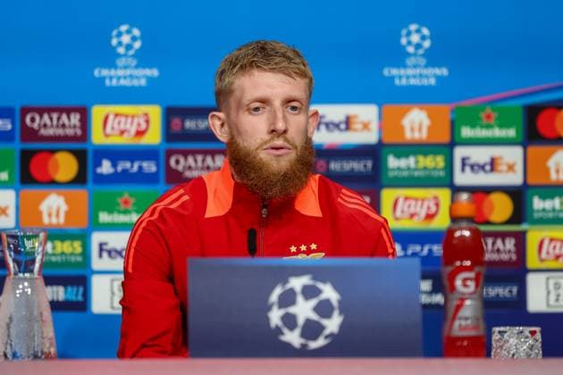 Jan Niklas Beste Benfica Lisbon, SL Benfica, 37 , Ger, International Press Conference, Benfica Lisbon, SL Benfica, Football, UEFA Champions League, Matchday 4, Season 2024 2025, 05 11 2024, Ger, International Press Conference, Benfica Lisbon, SL Benfica, Football, UEFA Champions League, Matchday 4, Season 2024 2025, 05 11 2024 Muenchen Copyright: xEibner-Pressefoto JennixMaulx EP_JML