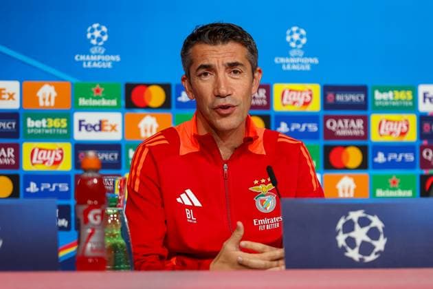 Bruno Lage Benfica Lisbon, SL Benfica, Headcoach , Gestures, gesturing, Ger, International Press Conference, Benfica Lisbon, SL Benfica, Football, UEFA Champions League, Matchday 4, 2024 2025 Season, 05 11 2024, Ger, International Press Conference, Benfica Lisbon, SL Benfica, Football, UEFA Champions League, Matchday 4, 2024 2025 Season, 05 11 2024 Munich Copyright: xEibner-Pressefoto JennixMaulx EP_JML