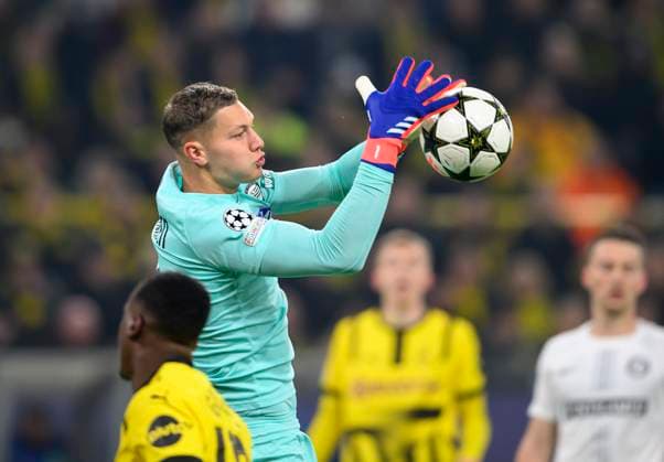 Goalkeeper Kjell SCHERPEN Graz Action, Football Champions League, Matchday 4, Borussia Dortmund DO Sturm Graz 1 0, on 05 11 2024 in Dortmund Germany UEFA regulations prohibit any use of photographs as image sequences and or quasi video Â