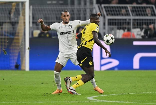 Serhou Guirassy Borussia Dortmund , Emanuel Aiwu Sturm Graz , v re 05 11 2024, Football UEFA Champions League 2024 25, Matchday 4 Borussia Dortmund SK Sturm Graz 1 0 Dortmund Signal Iduna Park Nordrhein Westfalen Germany Team2