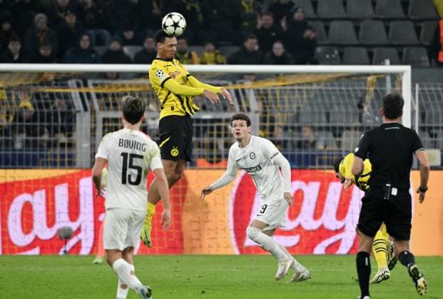 Felix Nmecha Borussia Dortmund Header 05 11 2024, Football UEFA Champions League 2024 25, 4 Matchday Borussia Dortmund SK Sturm Graz 1 0 Dortmund Signal Iduna Park Nordrhein Westfalen Germany Team2