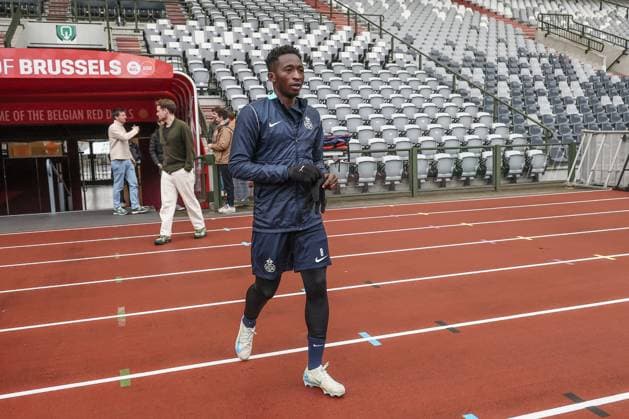 Union s Jean Thierry Lazare Amani pictured during a training session of Belgian soccer team Royale Union Saint-Gilloise in Brussels, on Wednesday 06 November 2024. The team prepares for tomorrow s match against Italian team AS Roma, in the fourth day (out of 8) of the League phase of the UEFA Europa League tournament. BRUNOxFAHY  x104705564x