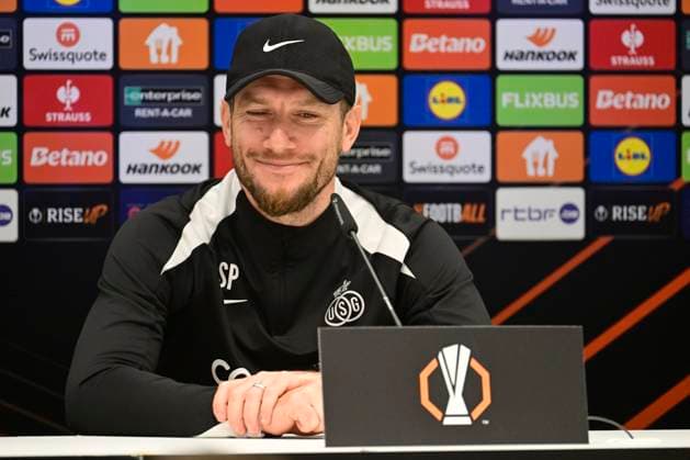 Media activities Royale Union Saint-Gilloise - UEFA Europa League BRUSSEL, BELGIUM - NOVEMBER 06 : Pocognoli Sebastien head coach of Royale Union Saint-Gilloise pictured during a press conference, PK, Pressekonferenz prior the UEFA Europa League phase match between Royale Union Saint-Gilloise and AS Roma on November 6, 2024 in Brussel, Belgium, 06 11 2024 Brussel Belgium  Copyright: xPeterxDexVoechtx