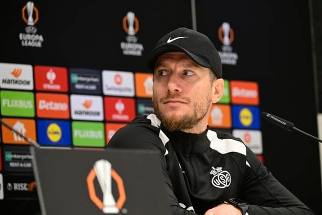 Media activities Royale Union Saint-Gilloise - UEFA Europa League BRUSSEL, BELGIUM - NOVEMBER 06 : Pocognoli Sebastien head coach of Royale Union Saint-Gilloise pictured during a press conference, PK, Pressekonferenz prior the UEFA Europa League phase match between Royale Union Saint-Gilloise and AS Roma on November 6, 2024 in Brussel, Belgium, 06 11 2024 Brussel Belgium  Copyright: xPeterxDexVoechtx