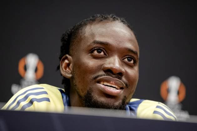AMSTERDAM - Bertrand Traore and Trainer Francesco Farioli of Ajax during the press conference, PK, Pressekonferenz prior to the Europa League match against Maccabi Tel Aviv at the Johan Cruijff ArenA on Nov. 6, 2024 in Amsterdam, Netherlands. ANP ROBIN VAN LONKHUIJSEN UEFA Europa League 2024 25 xVIxANPxSportx xxANPxIVx 512823751 originalFilename: 512823751.jpg