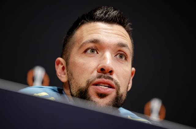 AMSTERDAM - Ajax coach Francesco Farioli during the press conference, PK, Pressekonferenz prior to the Europa League match against Maccabi Tel Aviv at the Johan Cruijff ArenA on Nov. 6, 2024 in Amsterdam, Netherlands. ANP ROBIN VAN LONKHUIJSEN UEFA Europa League 2024 25 xVIxANPxSportx xxANPxIVx 512823836 originalFilename: 512823836.jpg