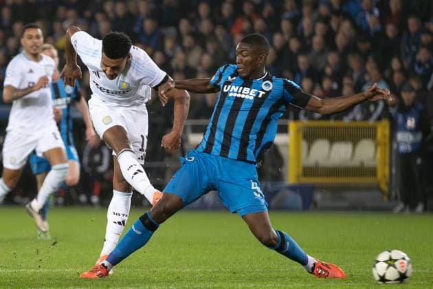 Club Brugge v Aston Villa Champions League 06 11 2024. Aston Villa forward Ollie Watkins (11) shoots at goal during the Champions League match between Club Brugge and Aston Villa at Jan Breydel Stadion, Brugge, Belguim on 6 November 2024. Editorial use only , Copyright: xIanxStephenx PSI-20762-0033