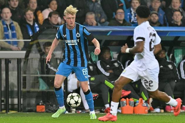 241106 Champions League Day 4 Club Brugge vs Aston Villa Joaquin Seys (65) of Club Brugge pictured during a soccer game between Belgian Club Brugge KV and English Aston Villa in the UEFA Champions League League Phase day 4 of the 2024-25 season, on Wednesday 6 November 2024 in Brugge , Belgium . PHOTO SPORTPIX David Catry BRUGGE BELGIUM  Copyright: xx 485224