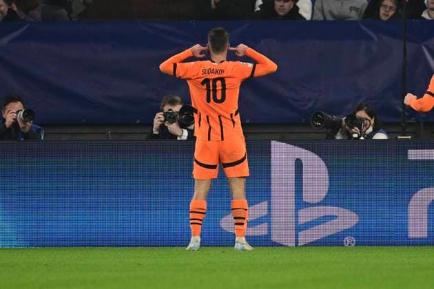 Goal celebration for 2 1 by Georgiy Sudakov Donetsk , Shakhtar Donetsk vs Young Boys Bern Soccer, Champions League, Matchday 4, 06 11 2024 Gelsenkirchen Nordrhein Westfalen Germany Copyright: xkolbert-press MarcxNiemeyerx