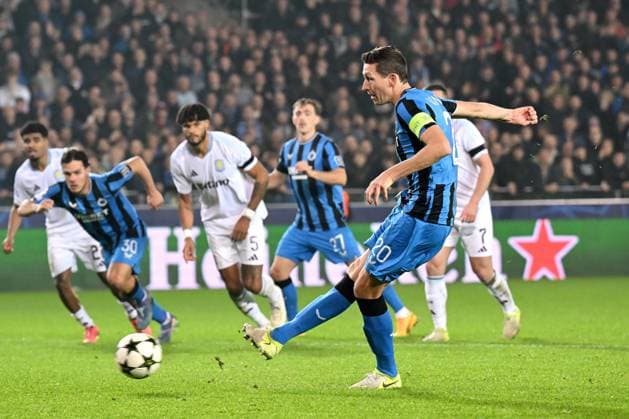 BRUGGE - Hans Vanaken of Club Brugge KV makes the 1-0 during the UEFA Champions League match between Club Brugge and Aston Villa FC at the Jan Breydelstadion on Nov. 6, 2024 in Bruges, Belgi . ANP Hollandse Hoogte UEFA Champions League 2024 25 League phase 4 2024 25 xVIxANPxSportx xGerritxvanxKeulenxIVx 512840890 originalFilename: 512840890.jpg